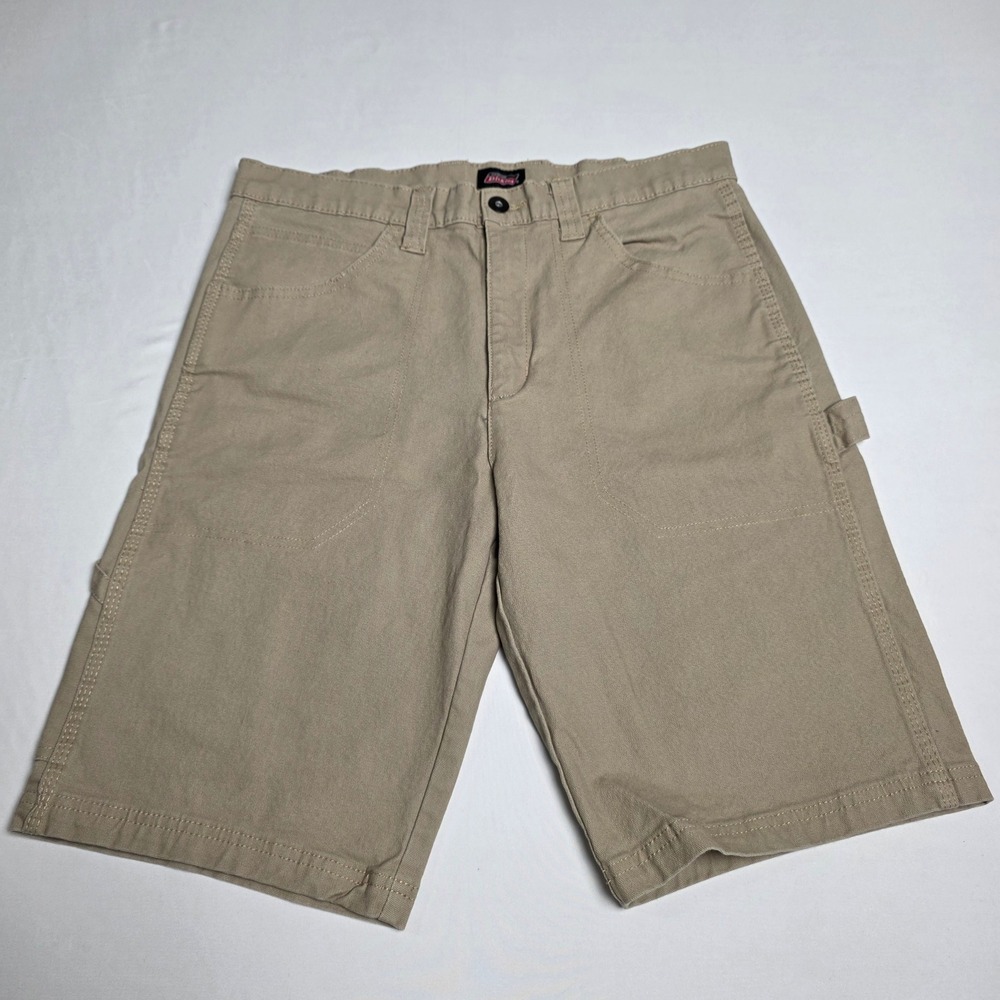 Genuine Dickies Carpenter Shorts Mens 32 Khaki Tan Utility Workwear Hammer‎ Loop